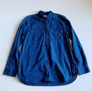 J.Crew Boy Fit Chambray Blue Popover Shirt Business Casual Size XS